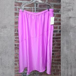 A New Day Violet Satin Slip Skirt XXL High Rise A-Line Maxi Lightweight Recycled